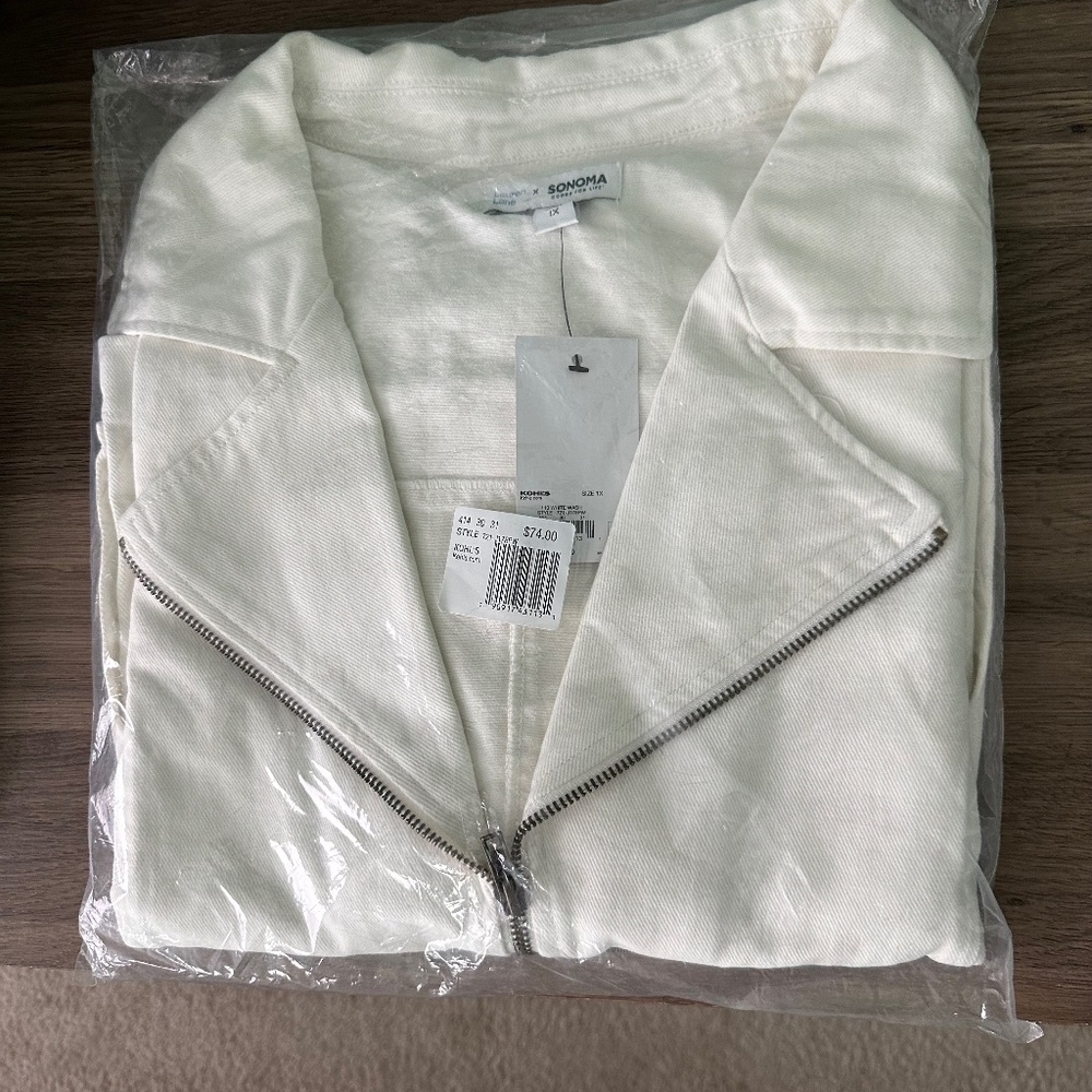 Lauren Lane X Sonoma White Cropped Denim Jacket Size 1X